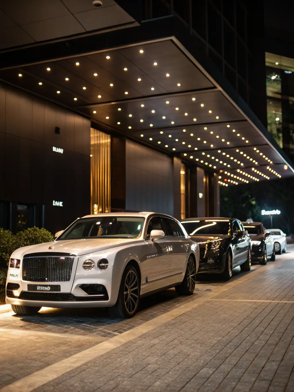 An image showcasing a fleet of luxury vehicles being transported via enclosed carriers, emphasizing the white-glove delivery service offered by Luxury Auto Boutique.