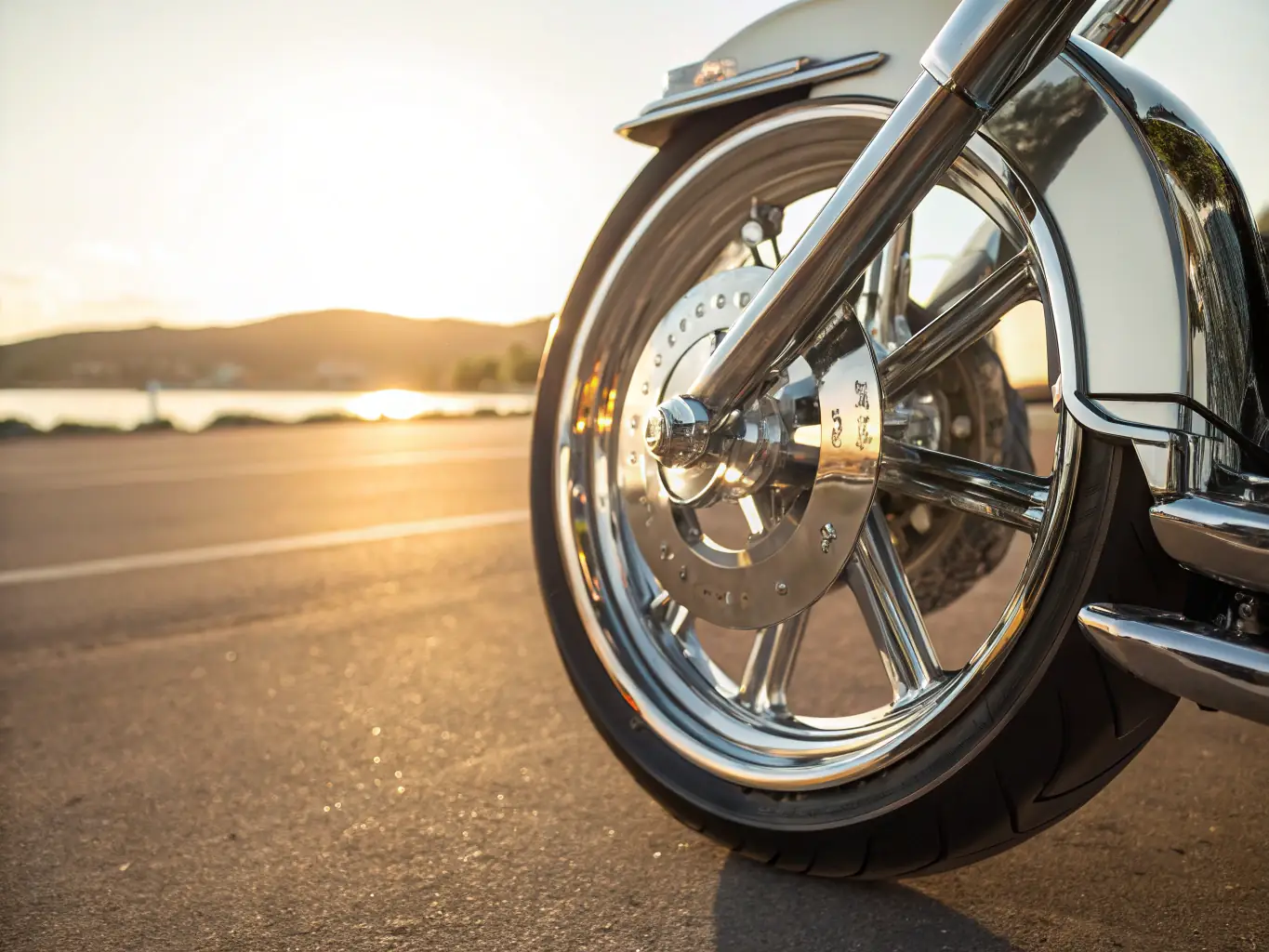 A high-definition photograph showcasing a meticulously detailed motorcycle with a glossy ceramic coating, parked inside The LAB's well-lit detailing bay. The focus is on the reflective surface and the precision of the detailing work.